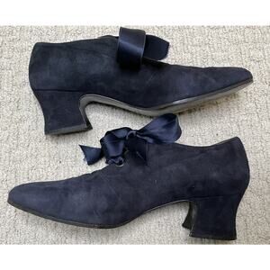 Yves Saint Lauren Shoes Womens 9M Navy Blue Vintage Look Lace Up Heels Victorian